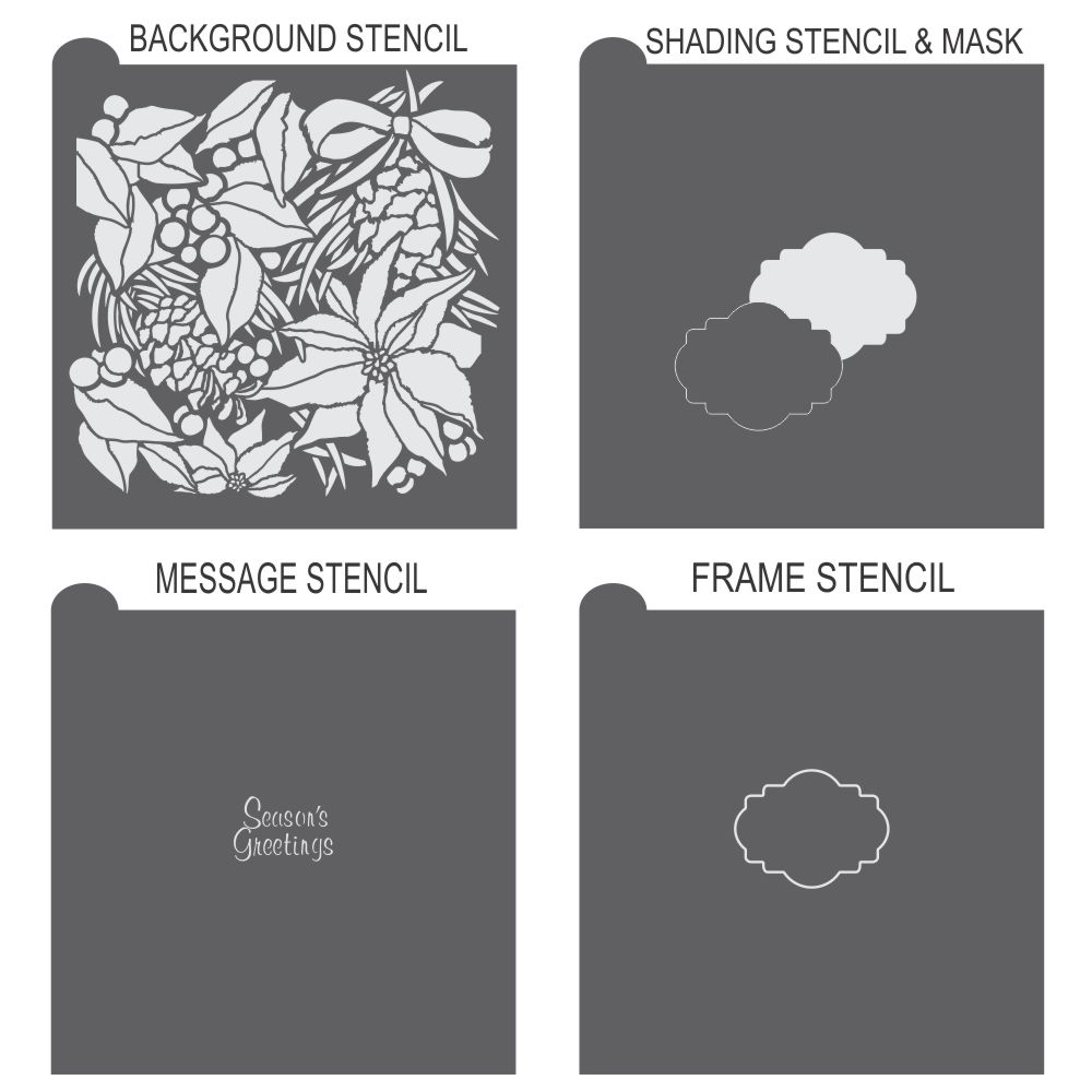 Winter Botanica Prettier Plaques Cookie Stencil 5 Pc Set
