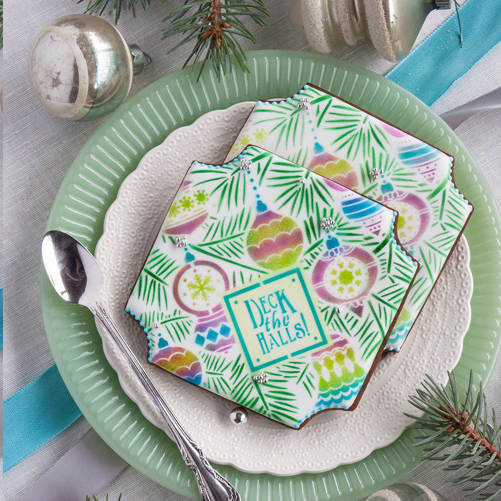 Vintage Ornaments Prettier Plaques Cookie Stencil 5 Pc Set