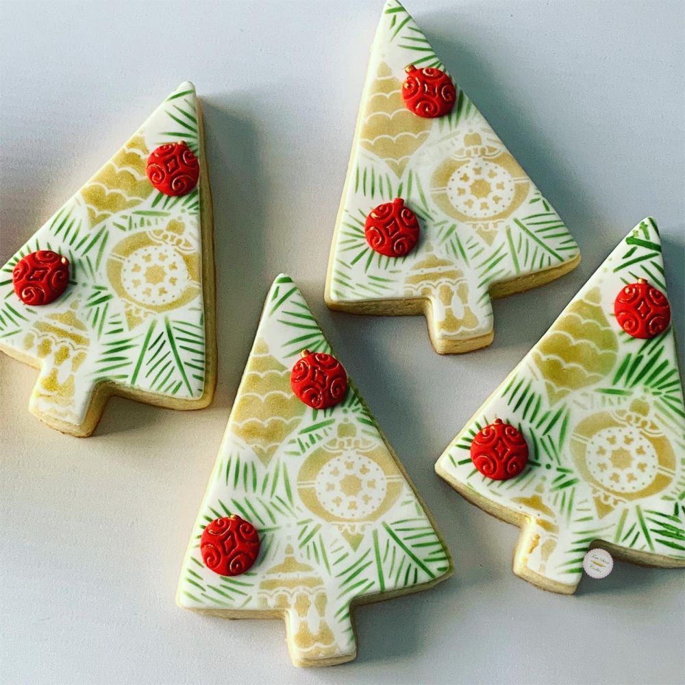 Vintage Ornaments Prettier Plaques Background Cookie Stencil