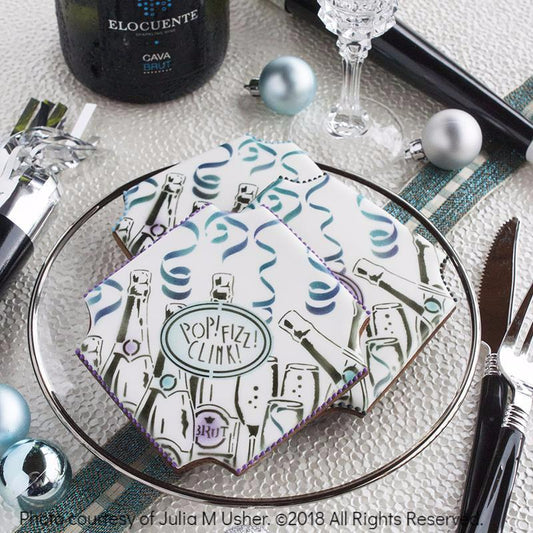 Pop the Bubbly Prettier Plaques Cookie Stencil 5 Pc Set