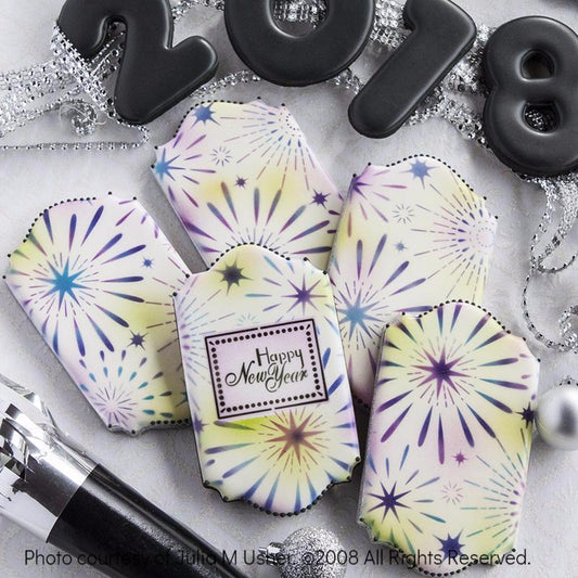 Happy New Year Prettier Plaques Cookie Stencil 5 Pc Set