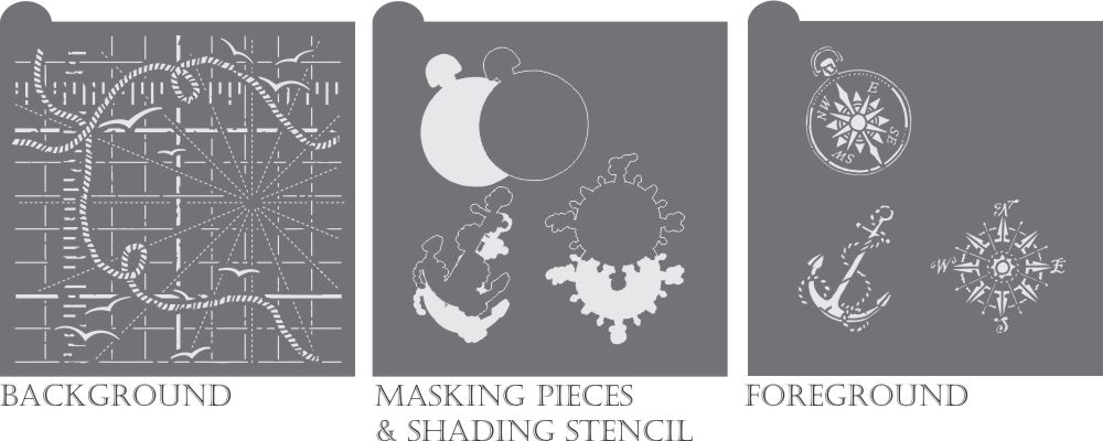 Julia Usher Seas the Day Dynamic Duos Background Cookie Stencil Set