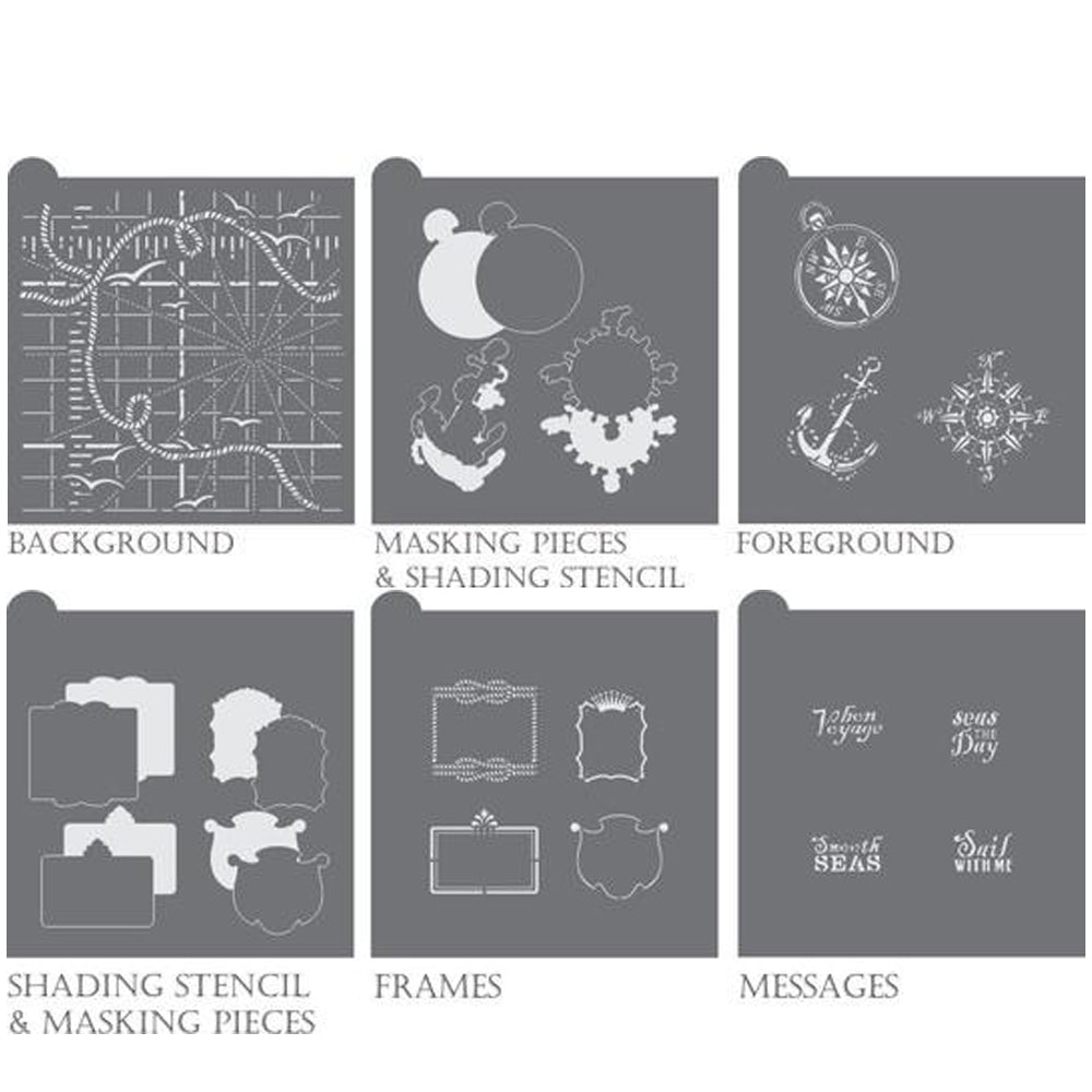 Juila Usher's Seas the Day Dynamic Duos Bundled Cookie Stencil Set
