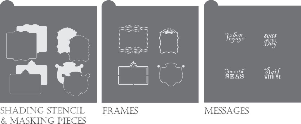 Julia Usher Seas the Day Dynamic Duos Frame and message cookie stencil set