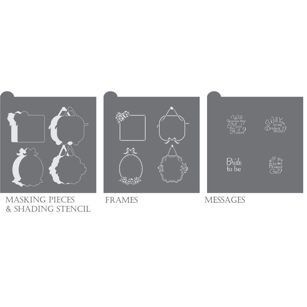 Bridal Party Dynamic Duos Message and frame cookie stencil set