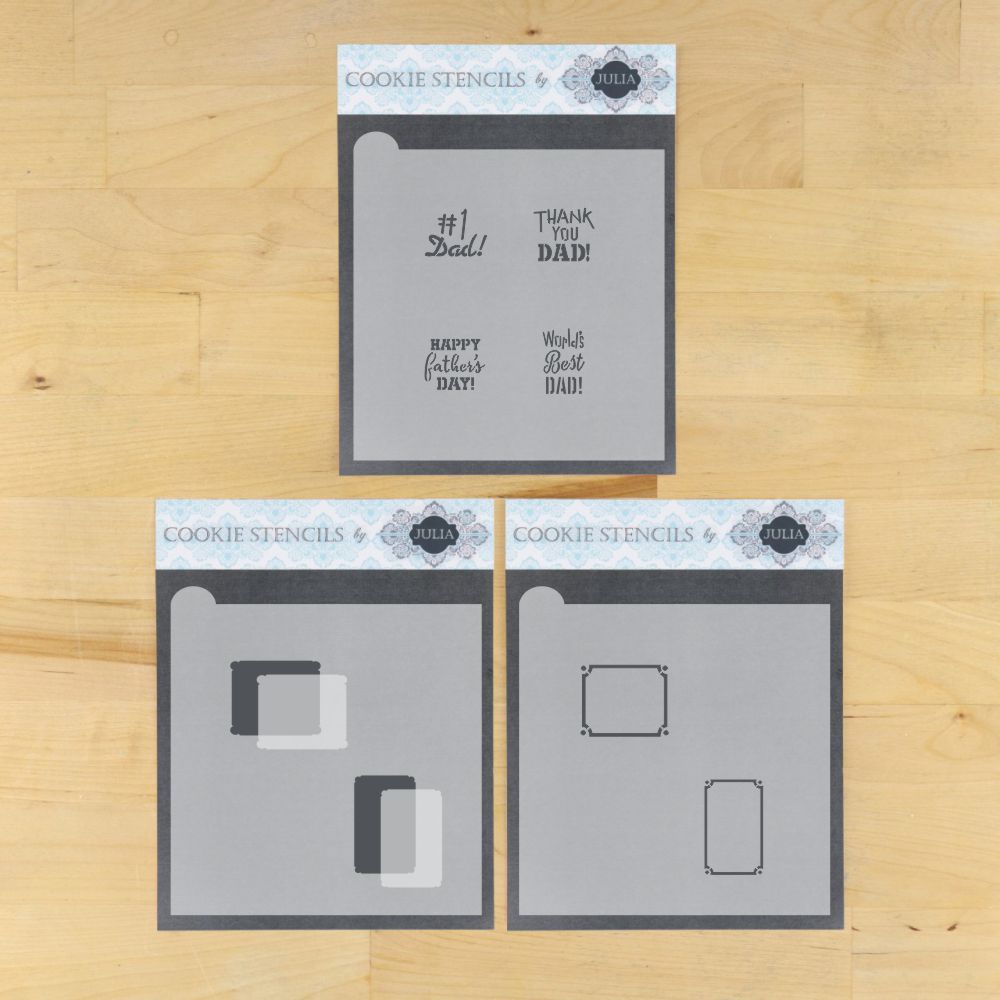 World's Best Dad Message and Frame Dynamic Duos Cookie Stencil Set