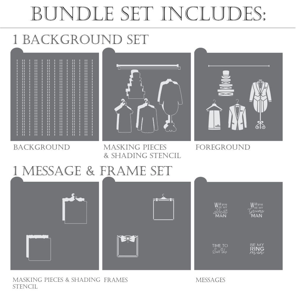 Groomsman Dynamic Duos bundled cookie stencil set by Julia Usher