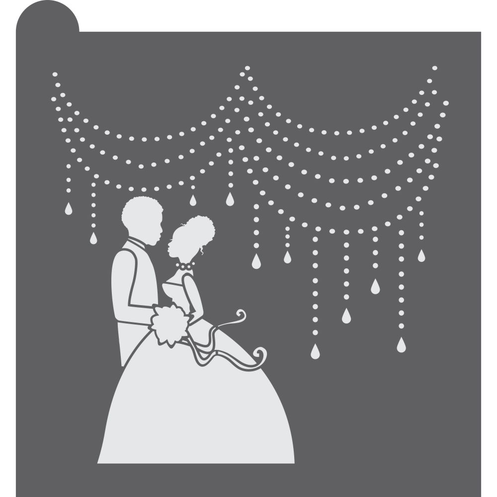 Bride & Groom 2 Prettier Plaques Background Cookie Stencil