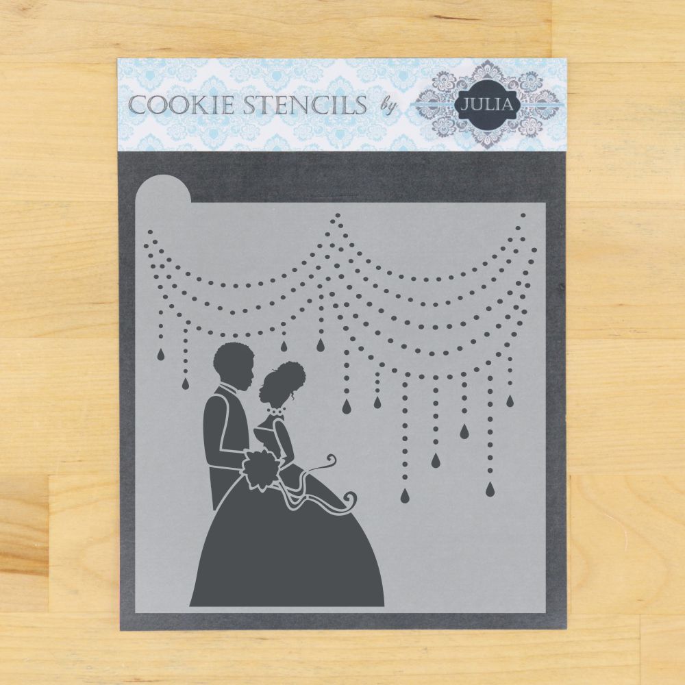 Bride & Groom Prettier Plaques Background Cookie Stencil