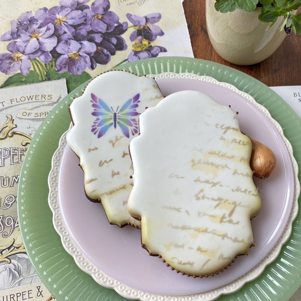 Vintage Script Dynamic Duos Background Cookie Stencil