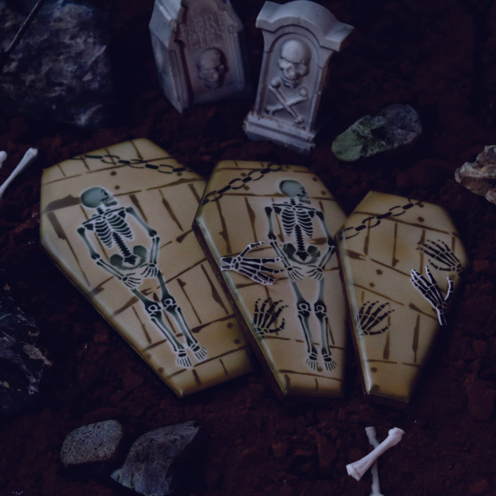 Halloween Coffin and Skeleton Cookies