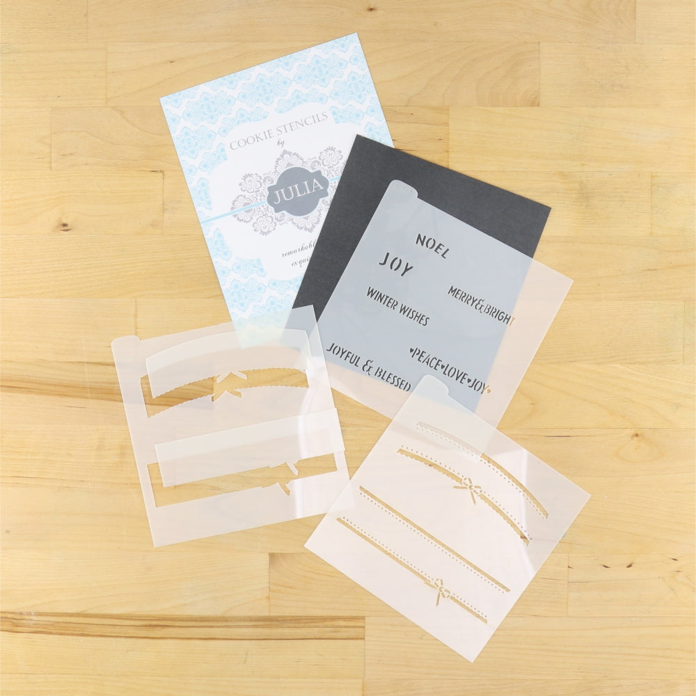 Scandinavian Christmas Tree Dynamic Duos Message and Frame Cookie Stencil Set