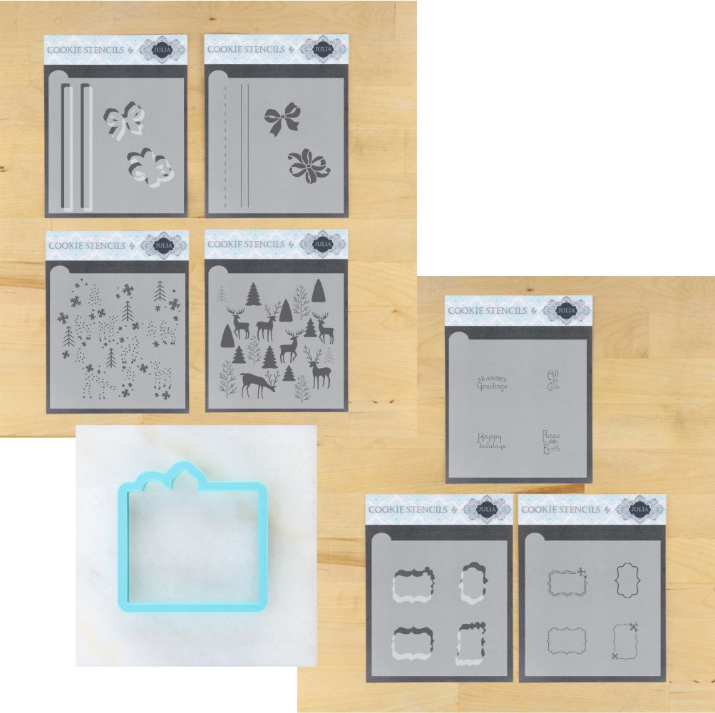 Reindeer Wrap bundled dynamic duos cookie stencil set and kerry's gift cookie cutter