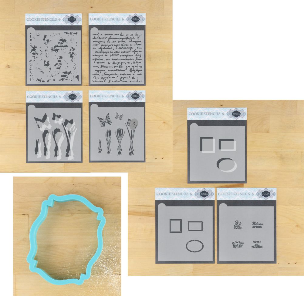 Vintage Bulbs Dynamic Duos Cookie Stencil Set with Theron Cookie Cutter