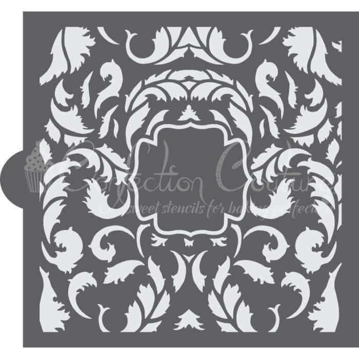 Acanthus Monogram Background Cookie Stencil