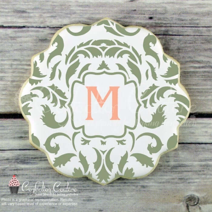 Acanthus Monogram Background Cookie Stencil Background