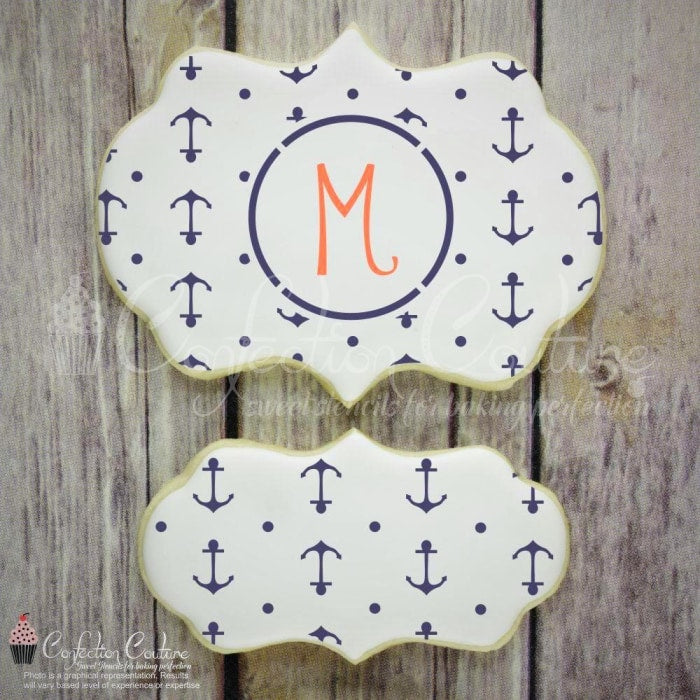 Anchors Monogram Background Cookie Stencil Background