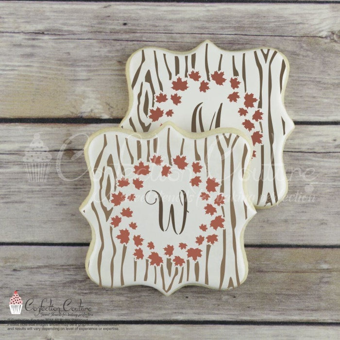 Autumn Maple Monogram Background Fall Cookie Stencil
