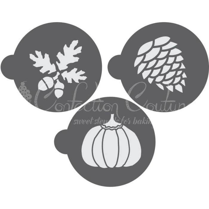 Autumn Round Cookie Stencil 3 Pc Set
