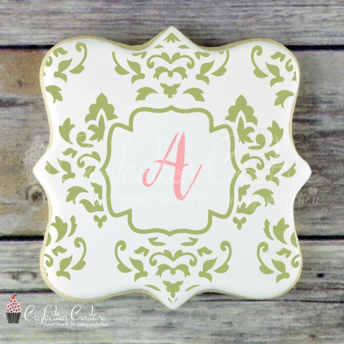 Damask Monogram Background Cookie Stencil Background
