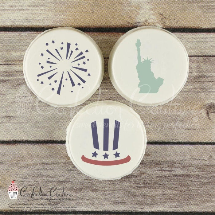 Fireworks Round Cookie Stencil 3 Pc Set
