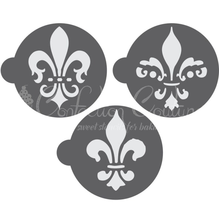 Fleur De Lis Round Cookie Stencil 3 Piece Set