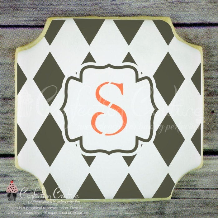 Harlequin Monogram Background Cookie Stencil Background