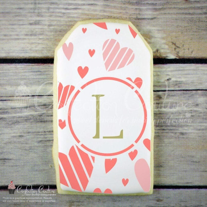 Hearts Monogram Background Cookie Stencil Background