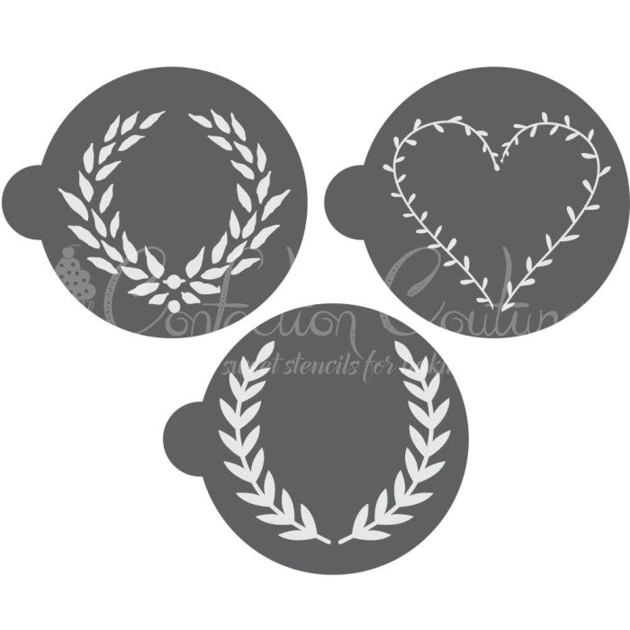 Laurel Wreath Round Cookie Stencil 3 Pc Set