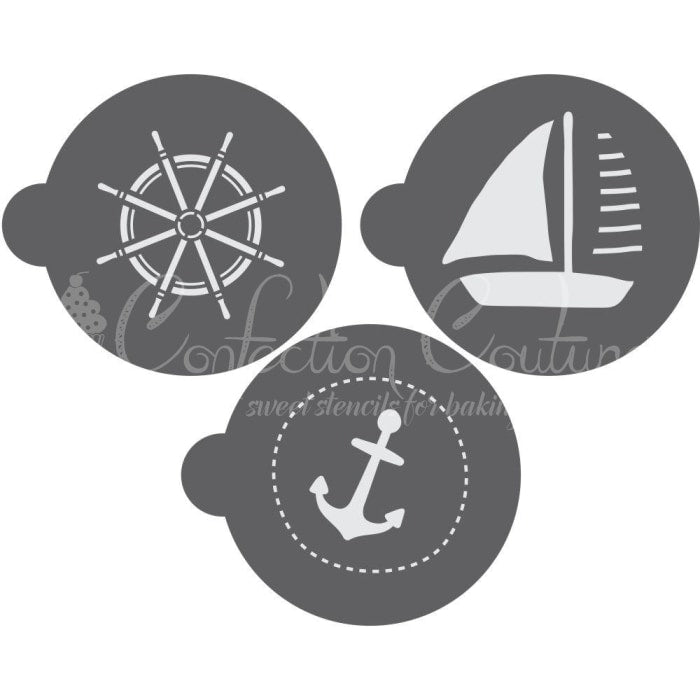 Nautical Round Cookie Stencil 3 Pc Set