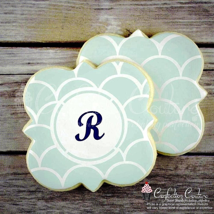 Scales Monogram Background Cookie Stencil Background