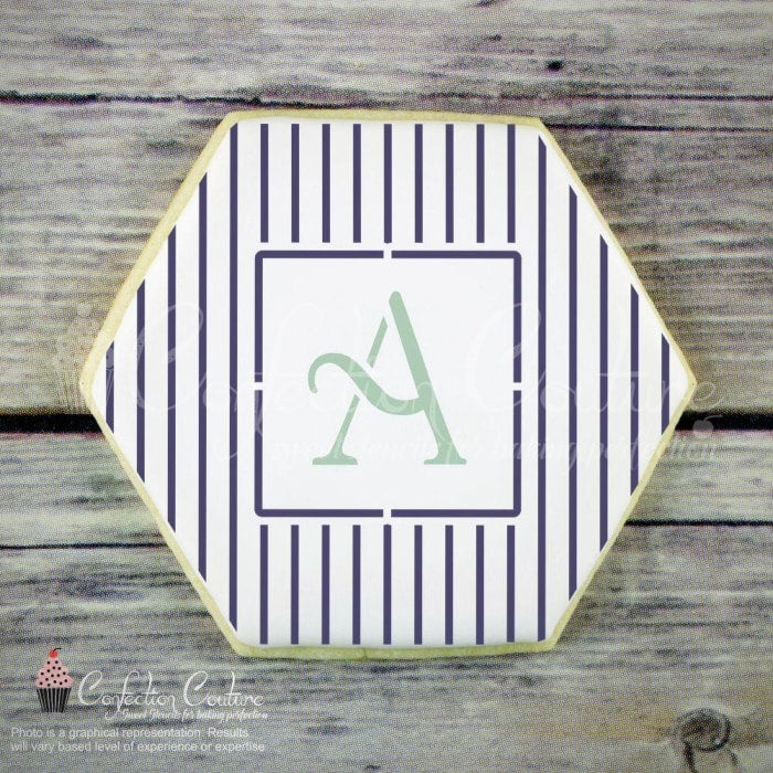 Thin Stripes Monogram Background Cookie Stencil Background