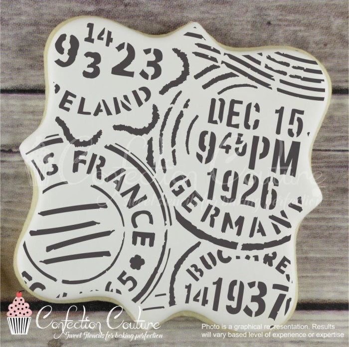 Vintage Postmark Background Cookie Stencil Background