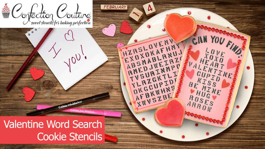 Valentine Word Search Cookies by Confection Couture