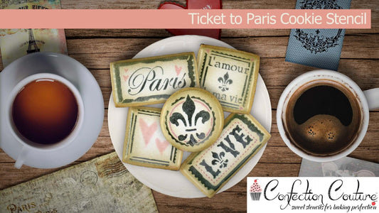 Ticket to Paris Cookie Stencil by Confection Couture