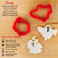 Dimensions and highlights for the Ghost Cookie Cutter Set