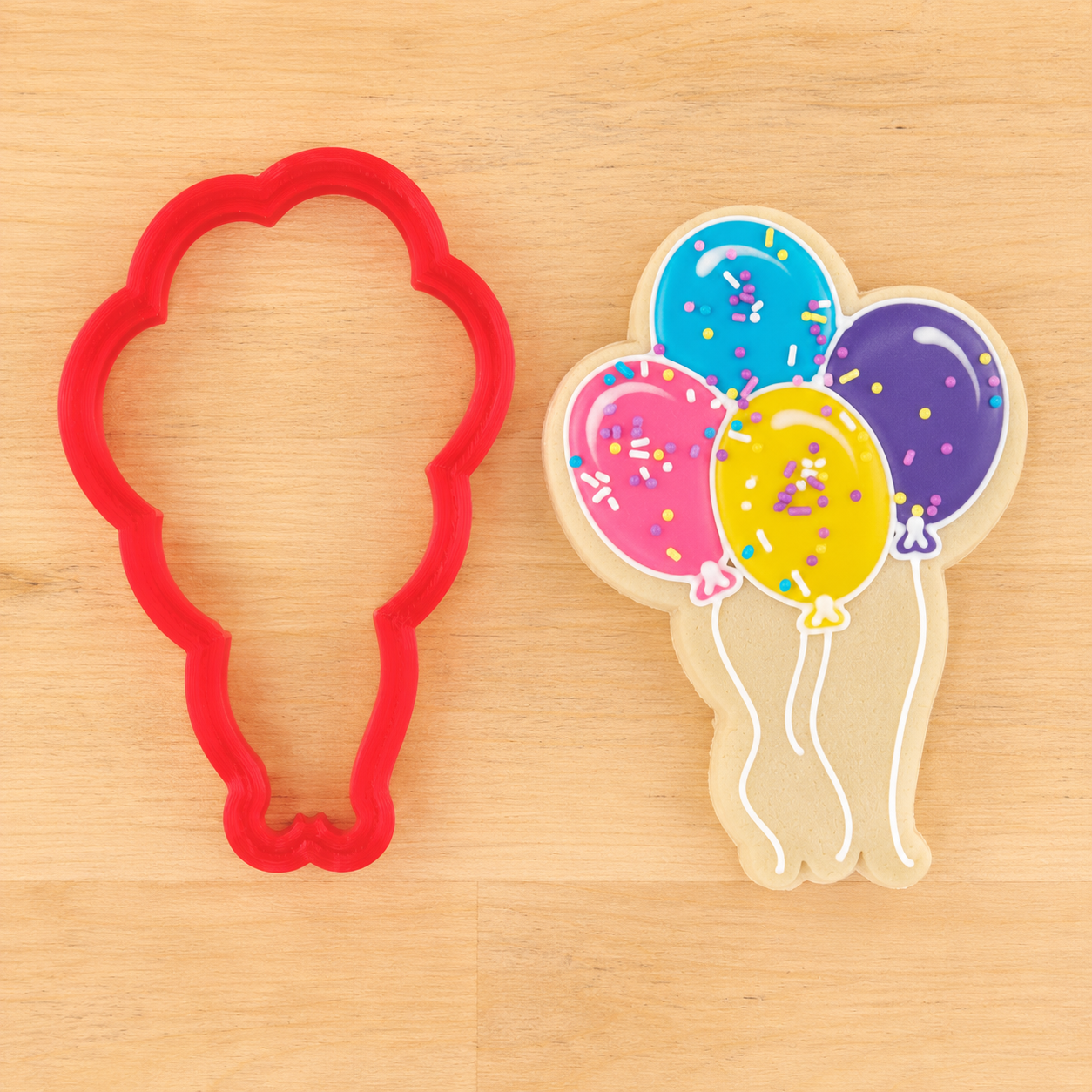 3D Printed Birthday Cookie Cutter and balloon shaped cookies for birthdays and events