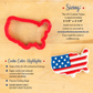 Dimensions and highlights for the USA map cookie cutter
