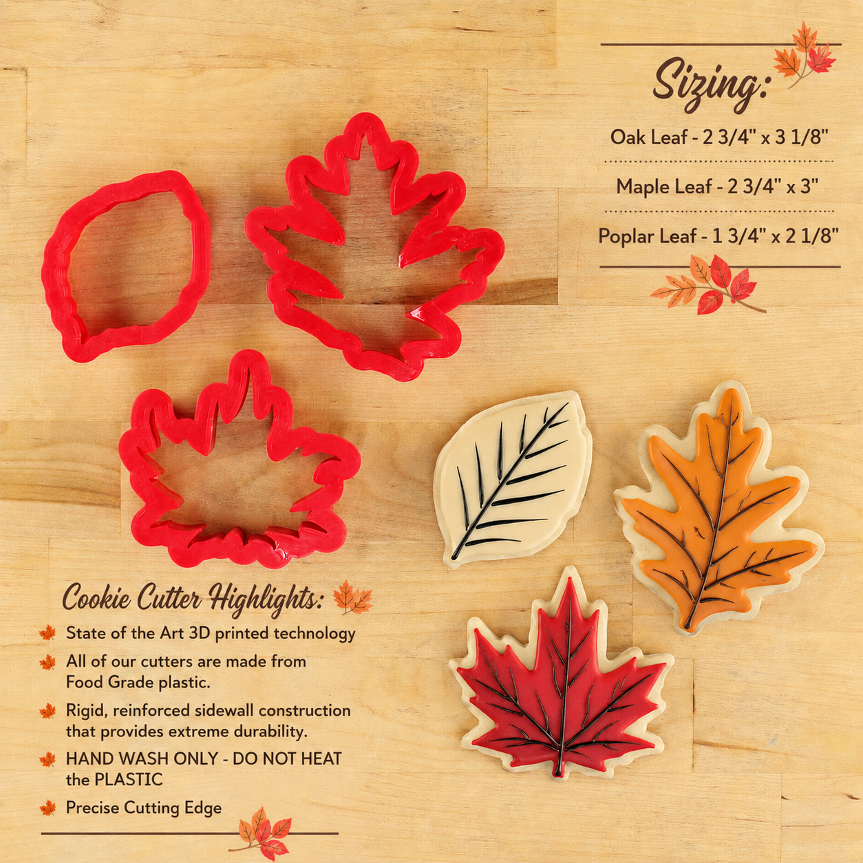 Fall Leaf Cookie Cutter Set