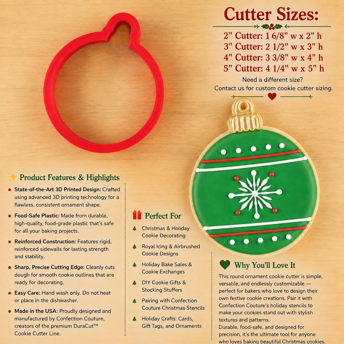 Round Christmas Ornament Cookie Cutter