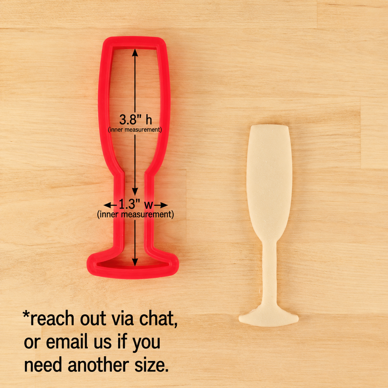 Dimensions for the Champagne Flute Cookie Cutter