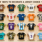 Sports jersey cookie decorating ideas featuring football jerseys, soccer jerseys, team shirts, custom names, numbers, stripes, camouflage, and themed cookie designs.