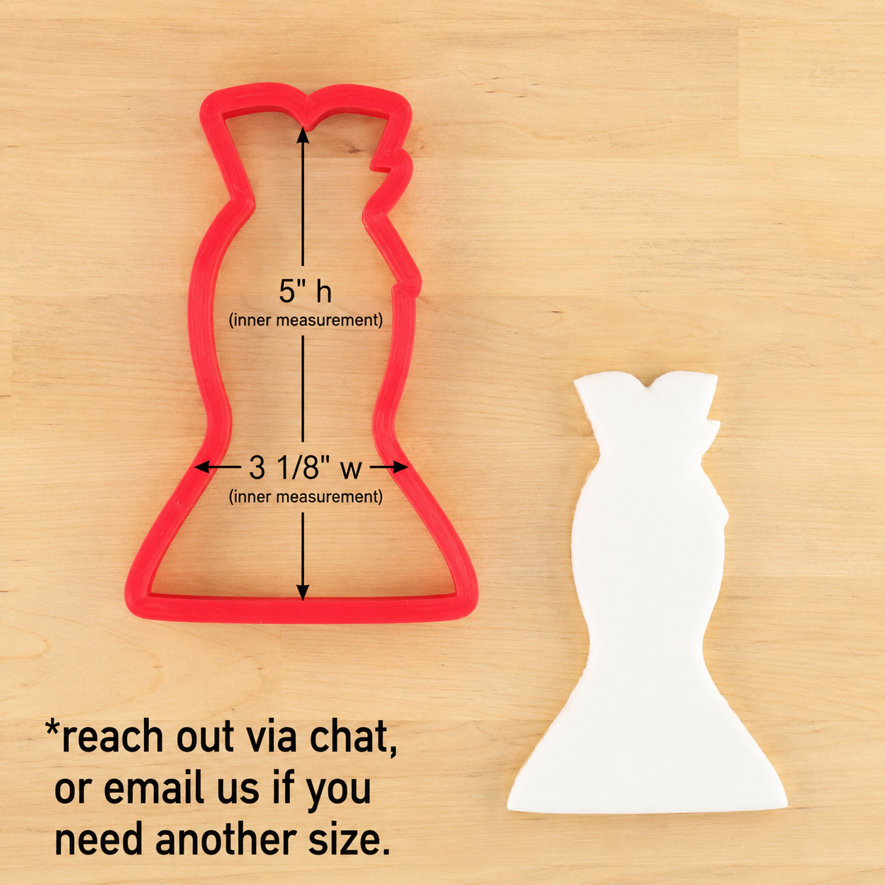 Dimensions for the Formal Dress Cookie Cutter