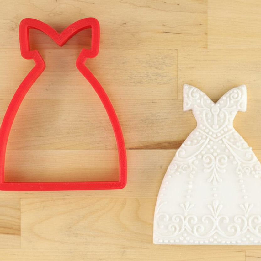 Ball Gown Wedding Dress Cookie shaped cutter decorated for a wedding favor