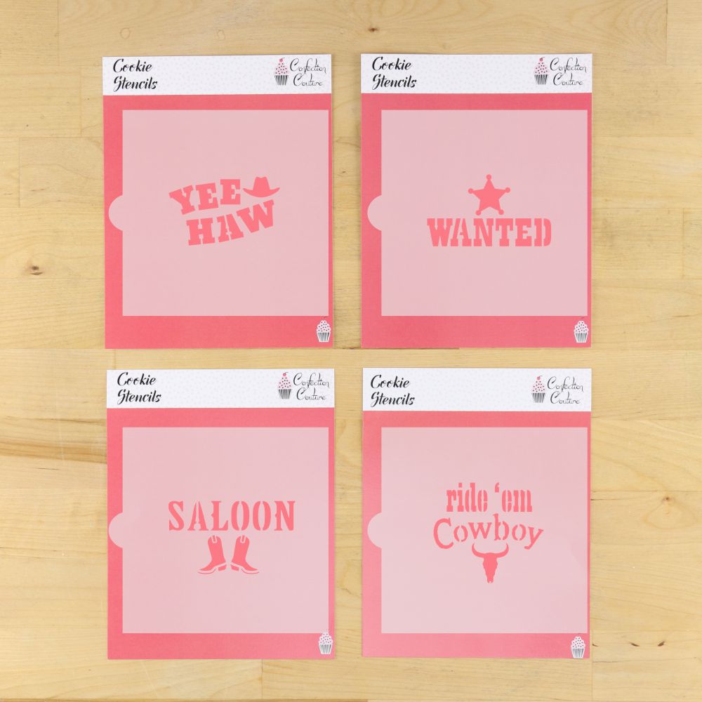 four Cowboy Words Cookie Stencils