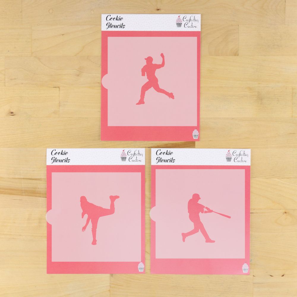 Baseball Players Cookie Stencil 3 piece bundle