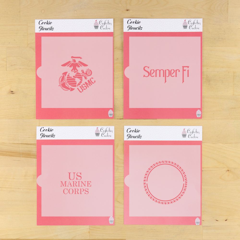 Semper Fi Cookie Stencil Set With Cookie Cutters