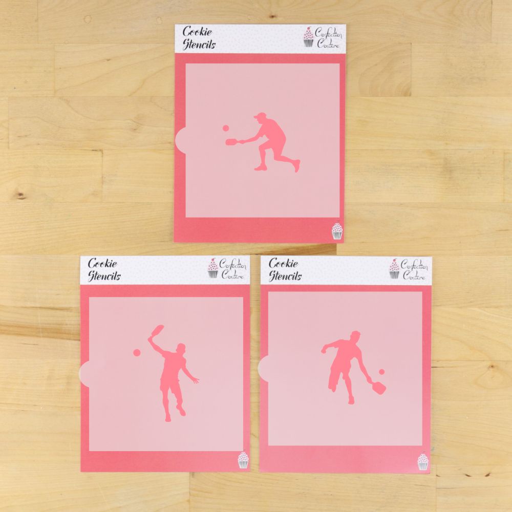 Men Pickleball Player Cookie Stencils