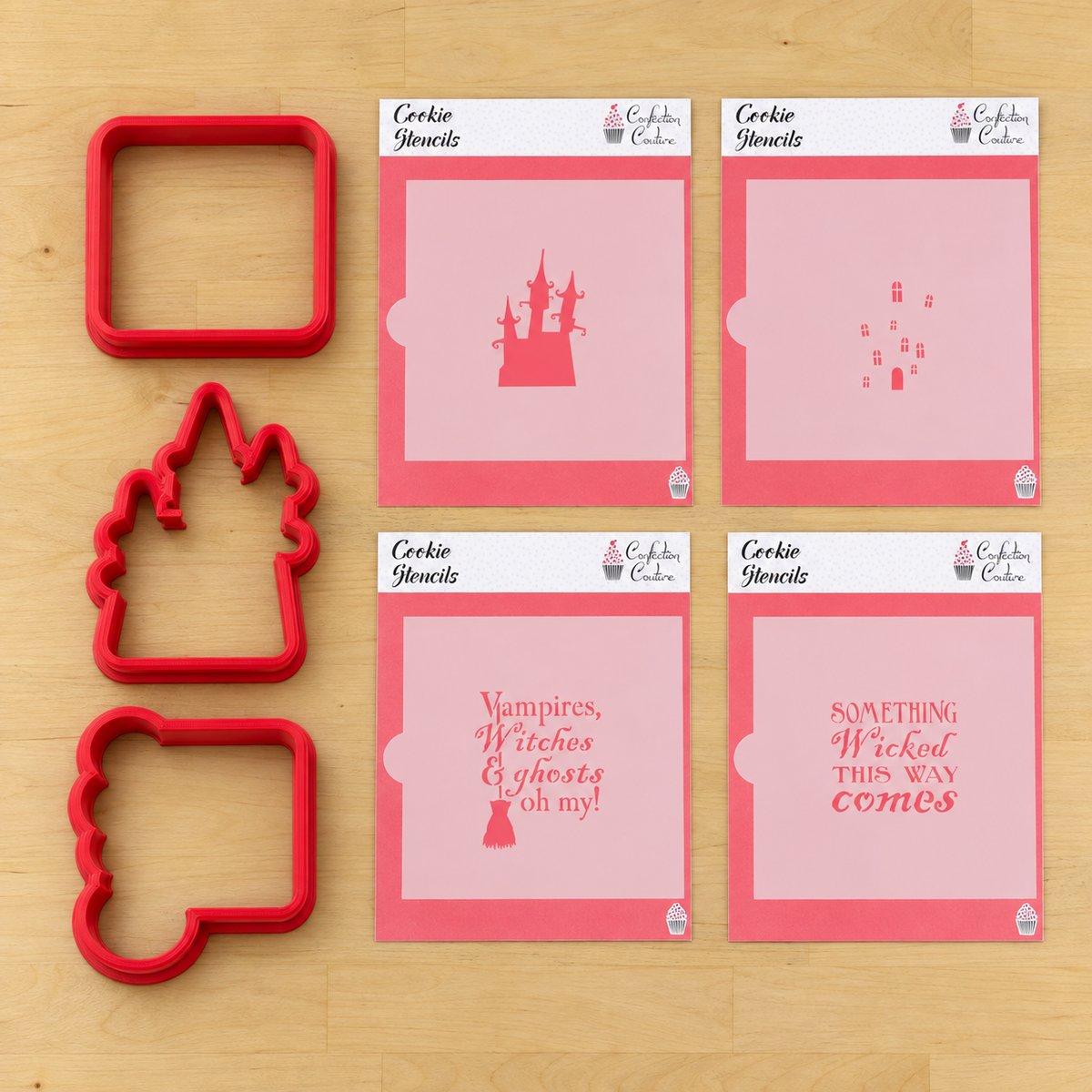 Halloween Haunted House & Messages Cookie Stencil Set