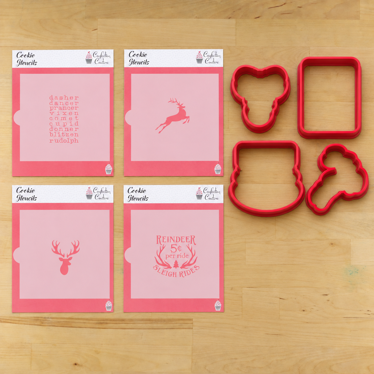 Reindeer Games 8 piece Cookie Stencil and Cutter Set